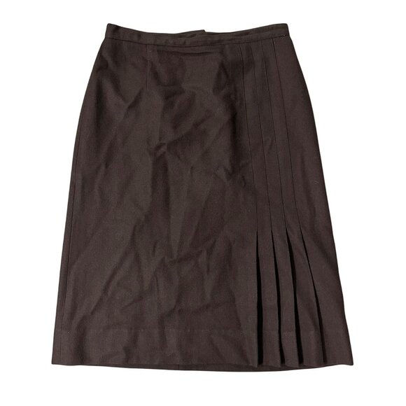 Vintage Brown A Line Skirt Size 14 Prestige Of Boston USA Fall 1970s Pleated - Picture 2 of 7